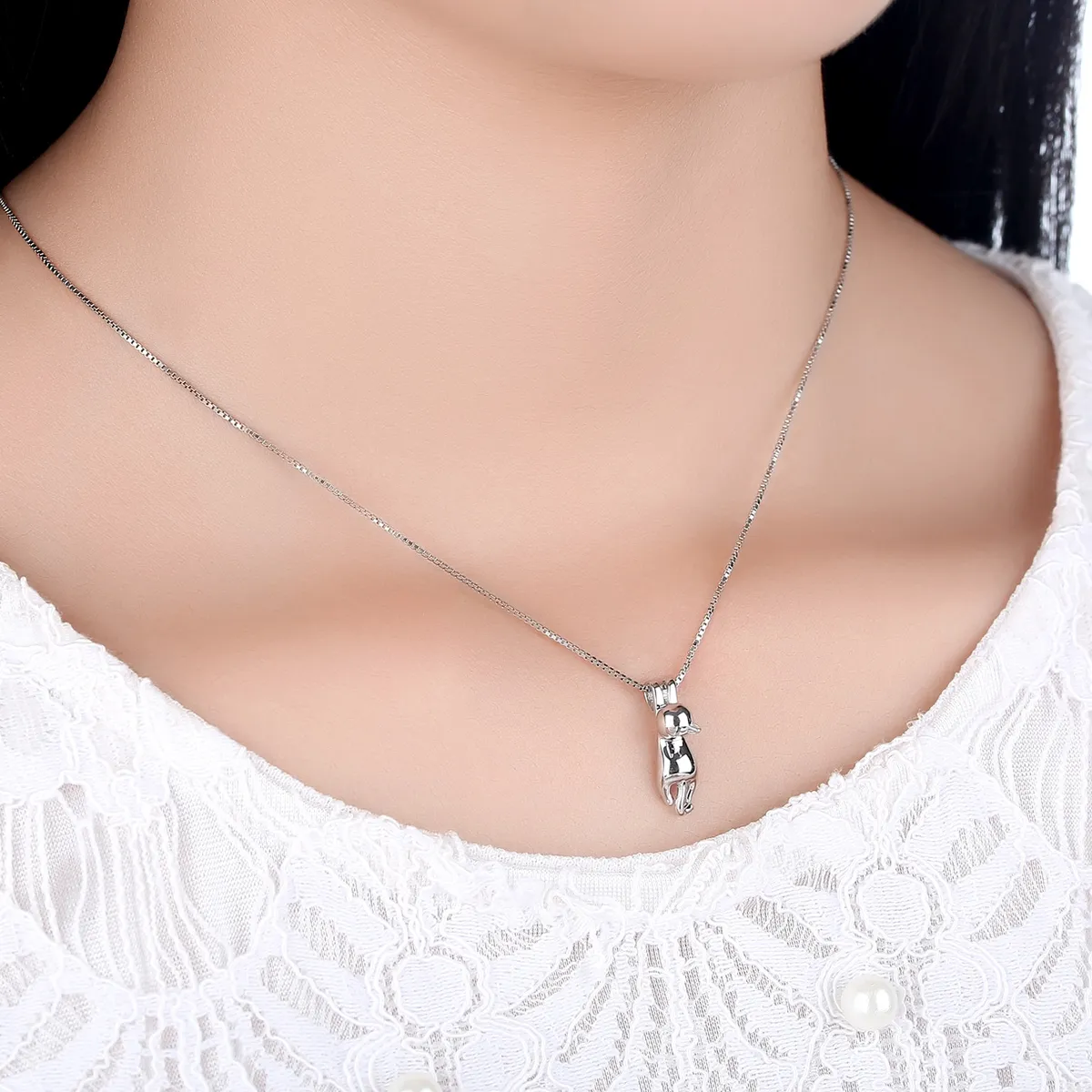 Pandora Style Silver Cat Necklace - SCN032