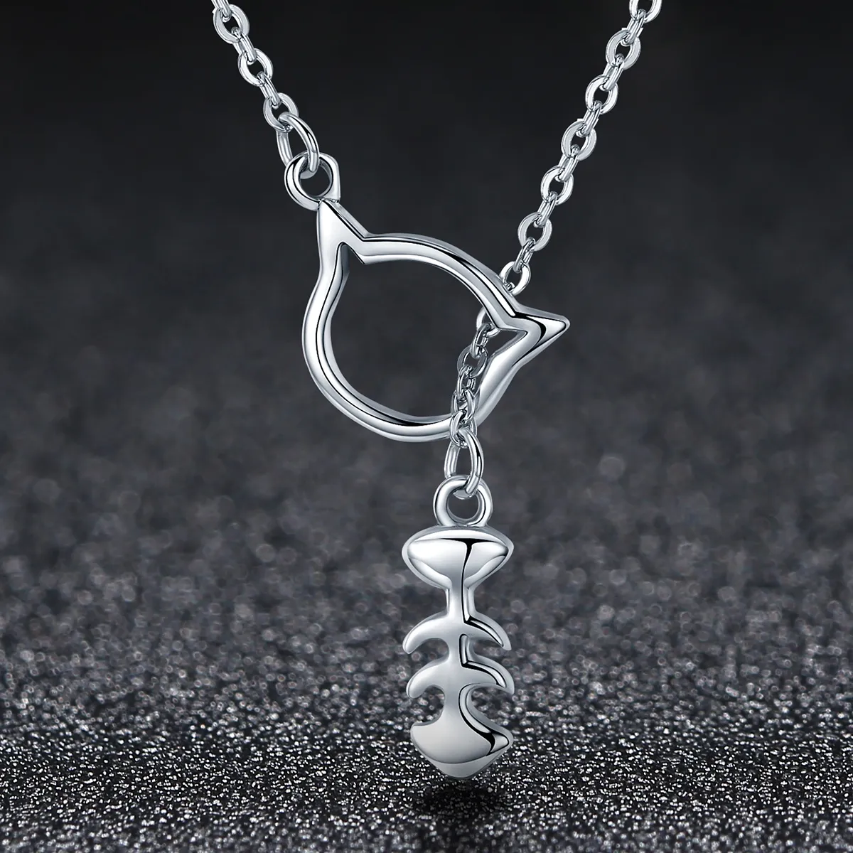 Pandora Style Silver Cat Story Necklace - SCN111