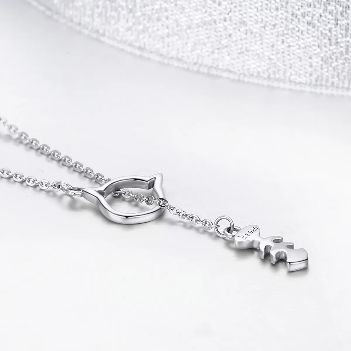 Pandora Style Silver Cat Story Necklace - SCN111