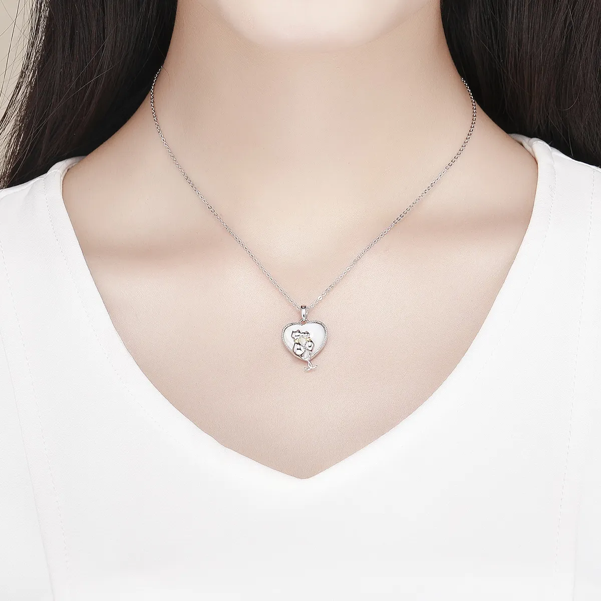 Pandora Style Silver Cats Couple Necklace - SCN297