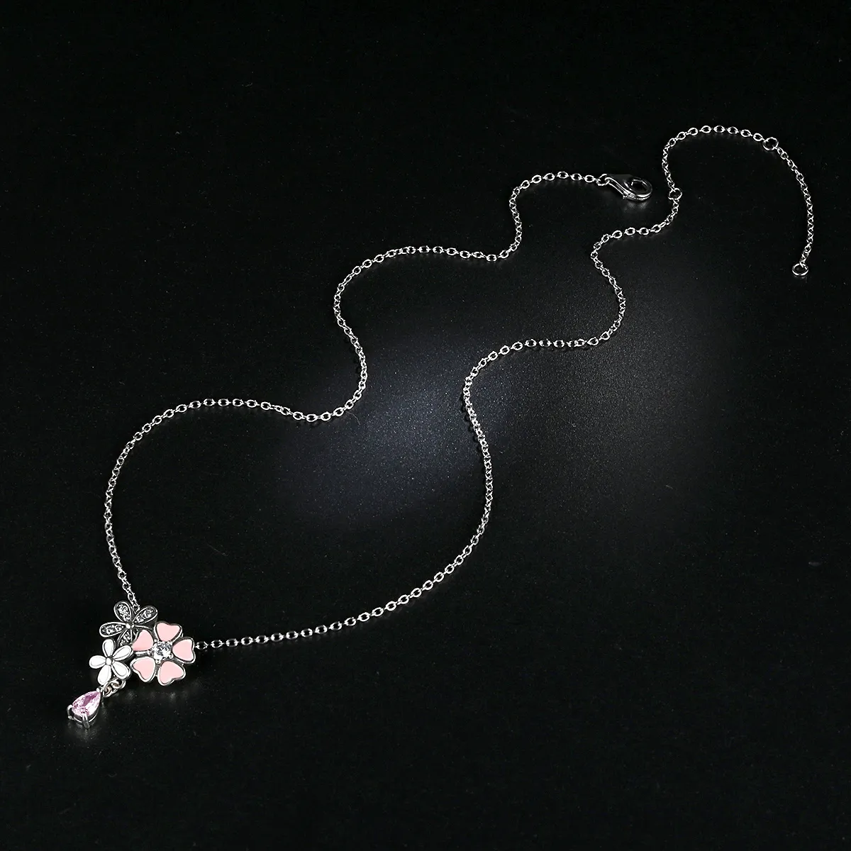 Pandora Style Silver Cherry Blossom Necklace - SCN046