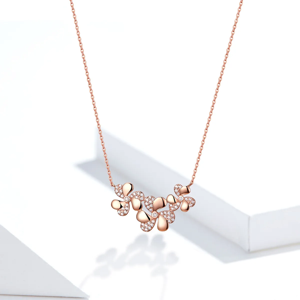 Pandora Style Silver Clover Necklace - SCN375