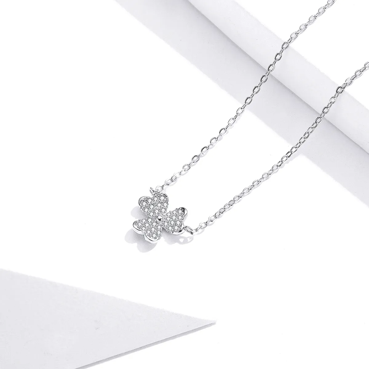 Pandora Style Silver Clover Necklace - SCN401