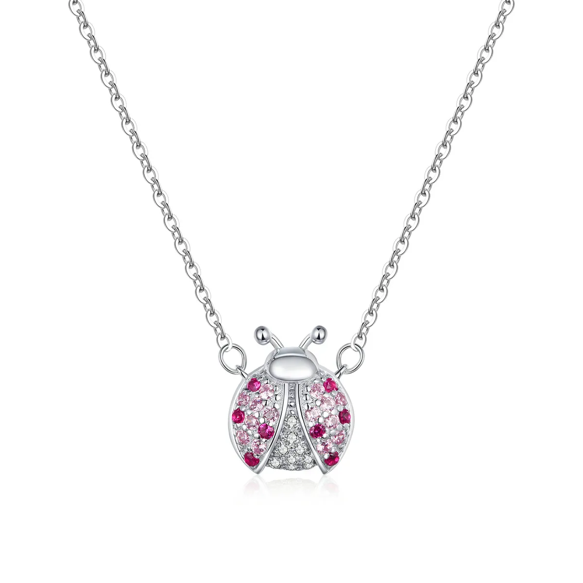 Pandora Style Silver Dazzling Ladybug Necklace - SCN400