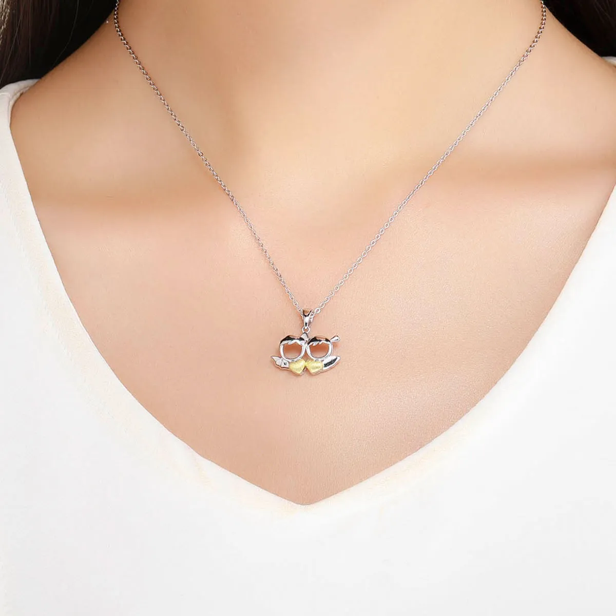 Pandora Style Silver Devil Loves Angel Necklace - SCN284