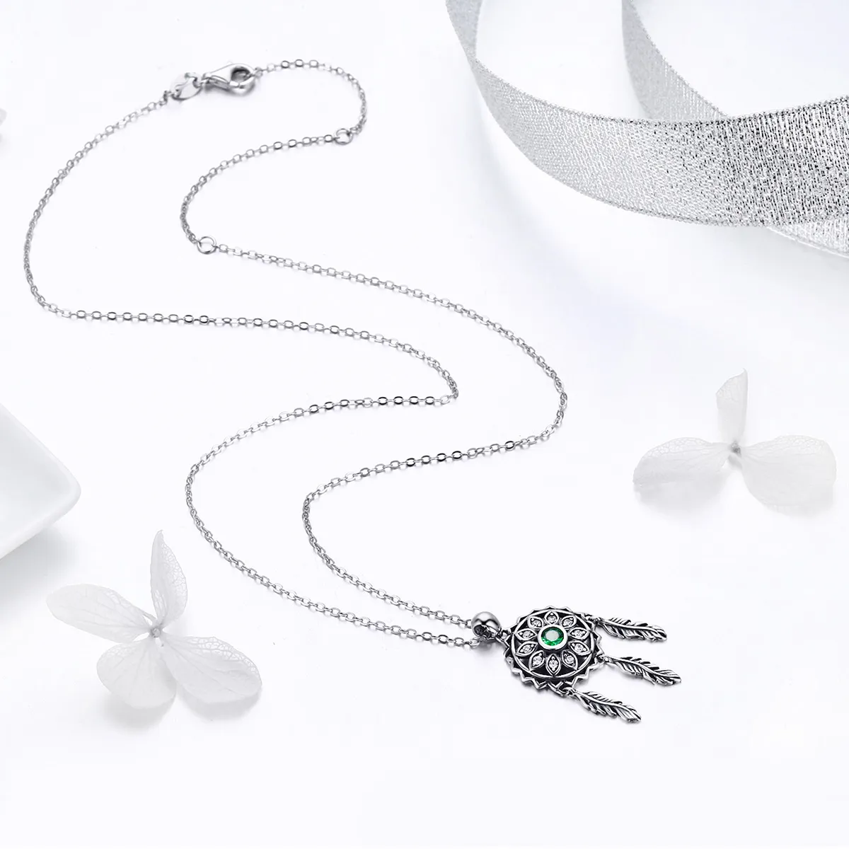 Pandora Style Silver Dreamcatcher Necklace - SCN263