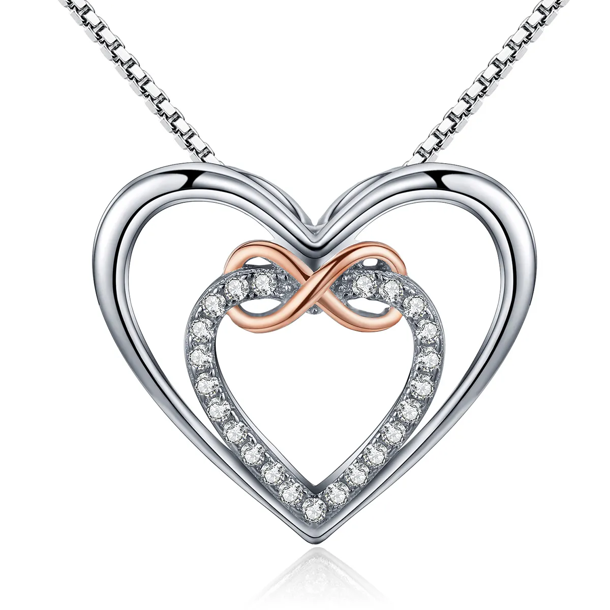 pandora style silver exquisite heart necklace scn121