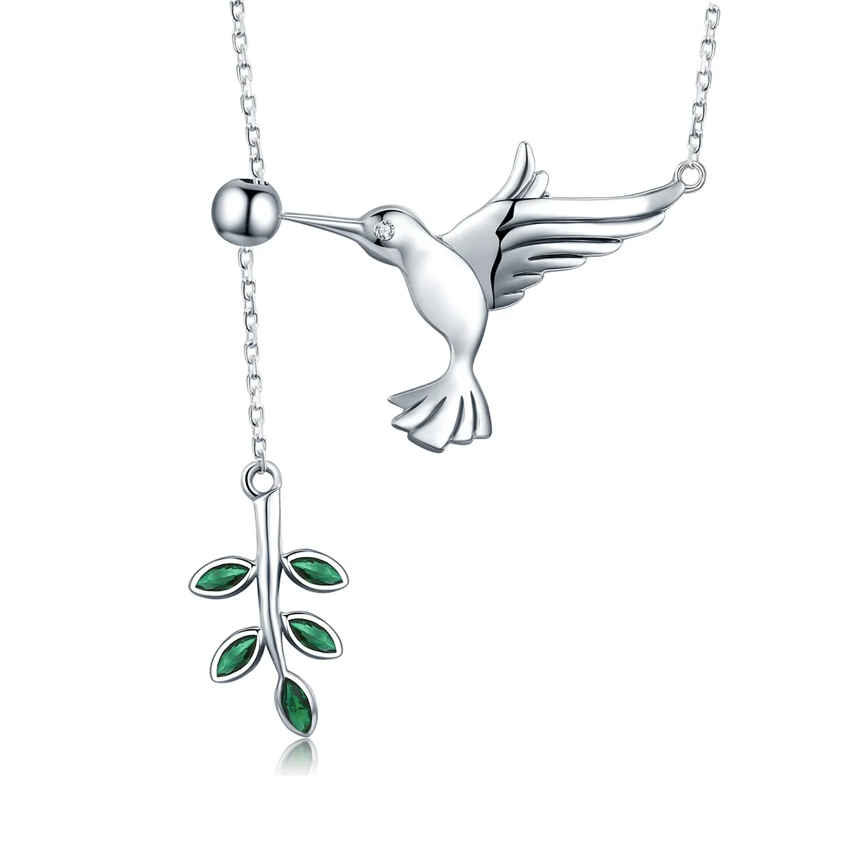 Pandora Style Silver Greetings From Hummingbirds Necklace - SCN217