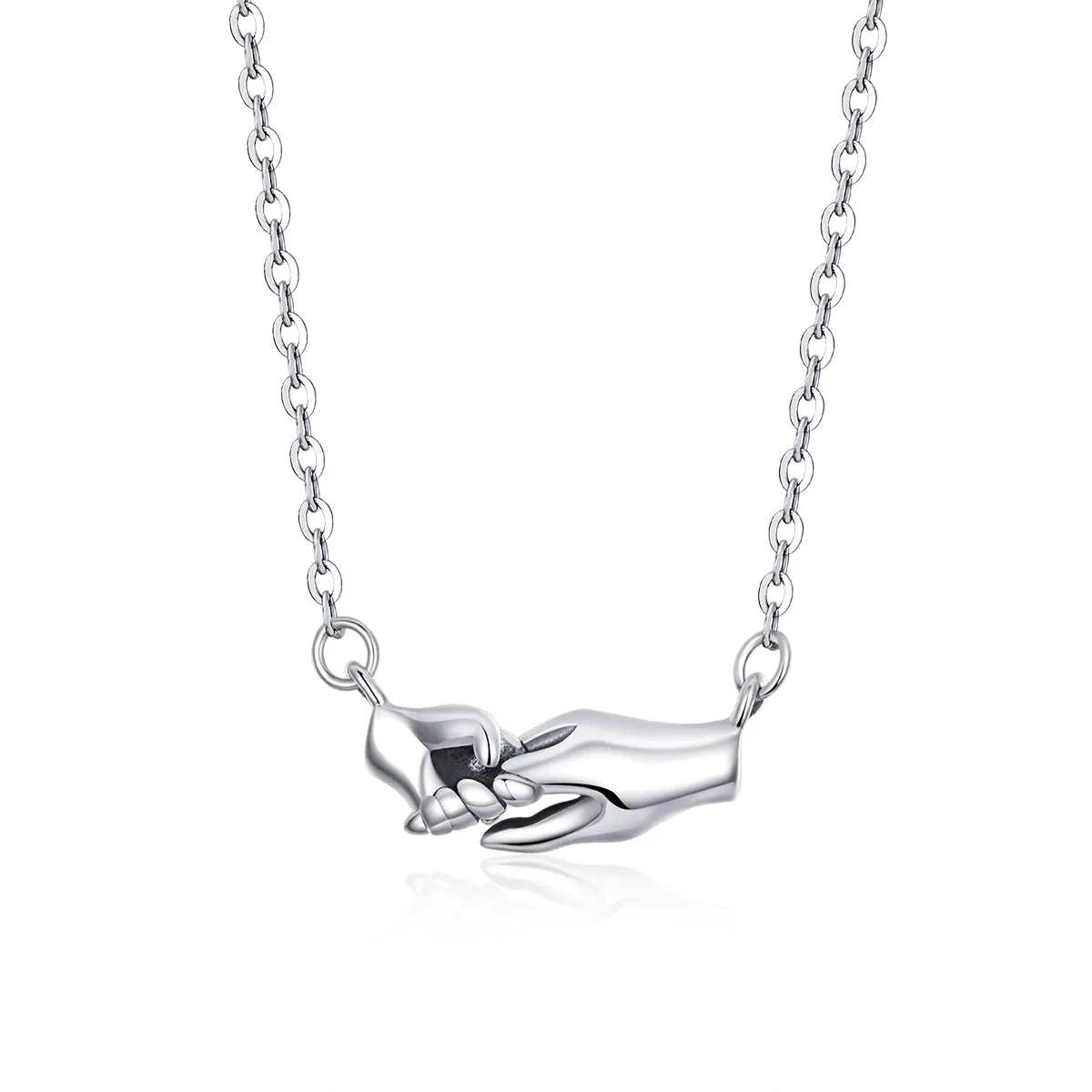 Pandora Style Silver Hand In Hand Necklace - SCN398
