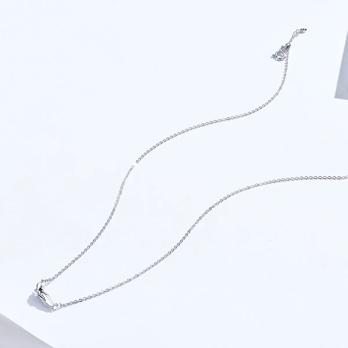 Pandora Style Silver Hand In Hand Necklace - SCN398