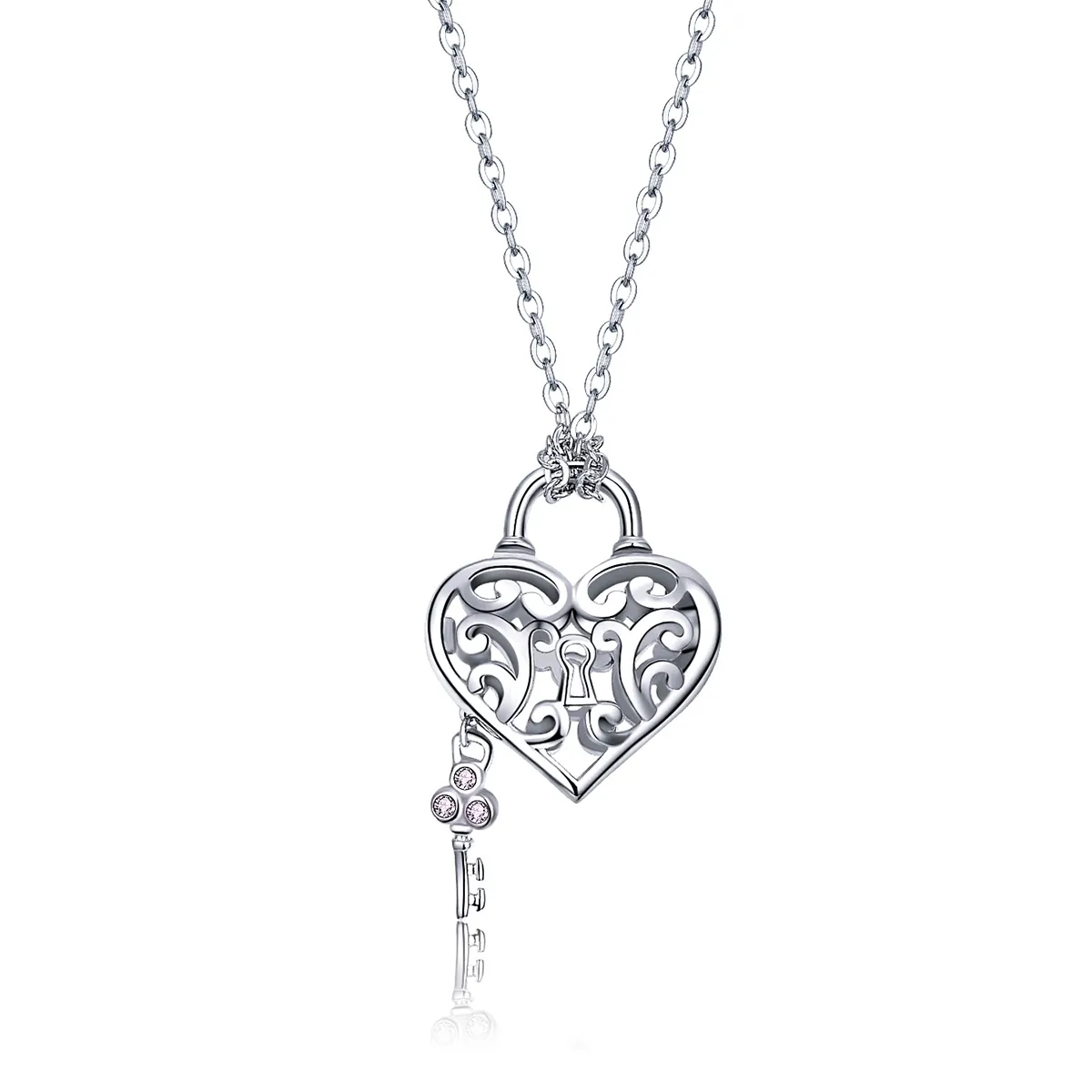 Pandora Style Silver Heartlock Necklace - SCN321