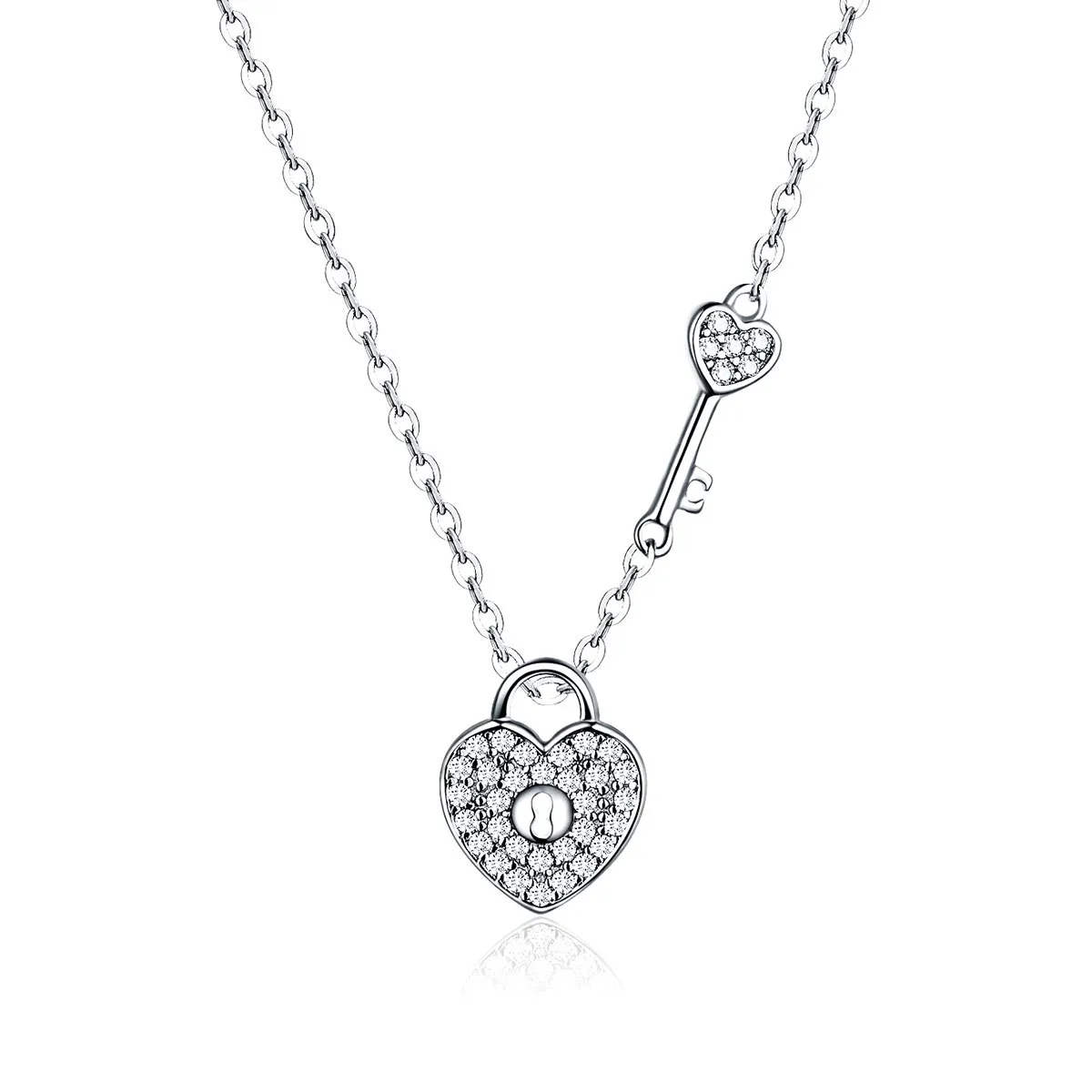 Pandora Style Silver Heartslock Necklace - SCN315