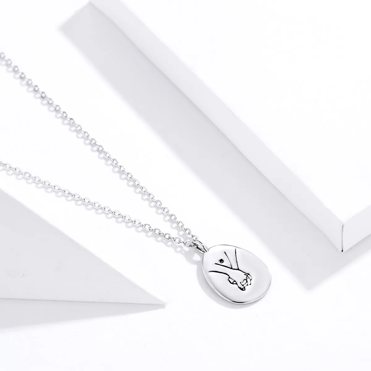 Pandora Style Silver Hold Your Hand Necklace - SCN363