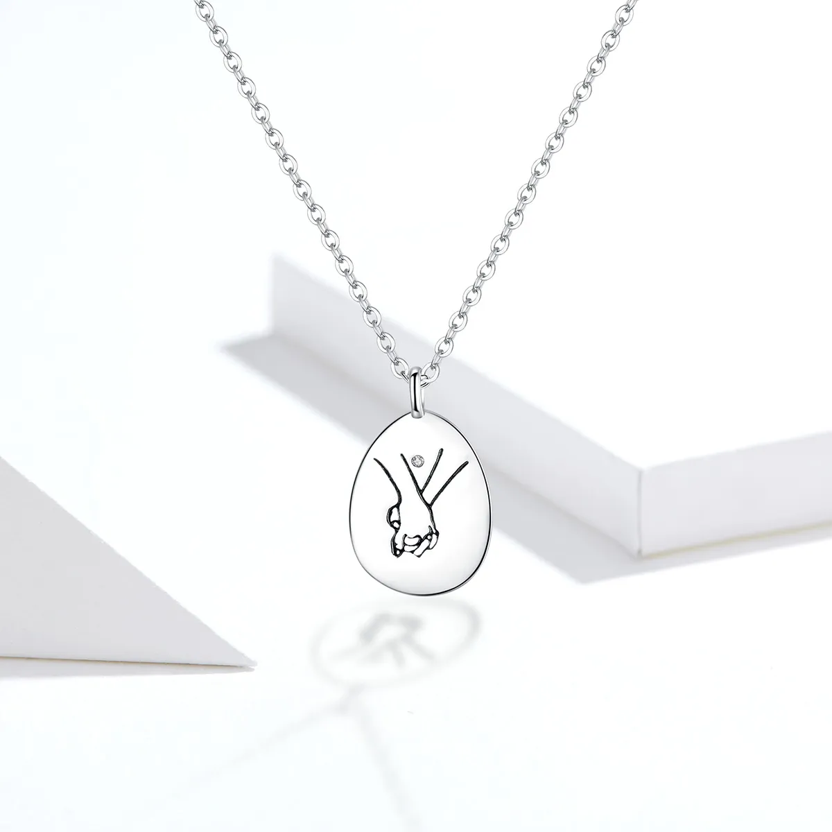 Pandora Style Silver Hold Your Hand Necklace - SCN363