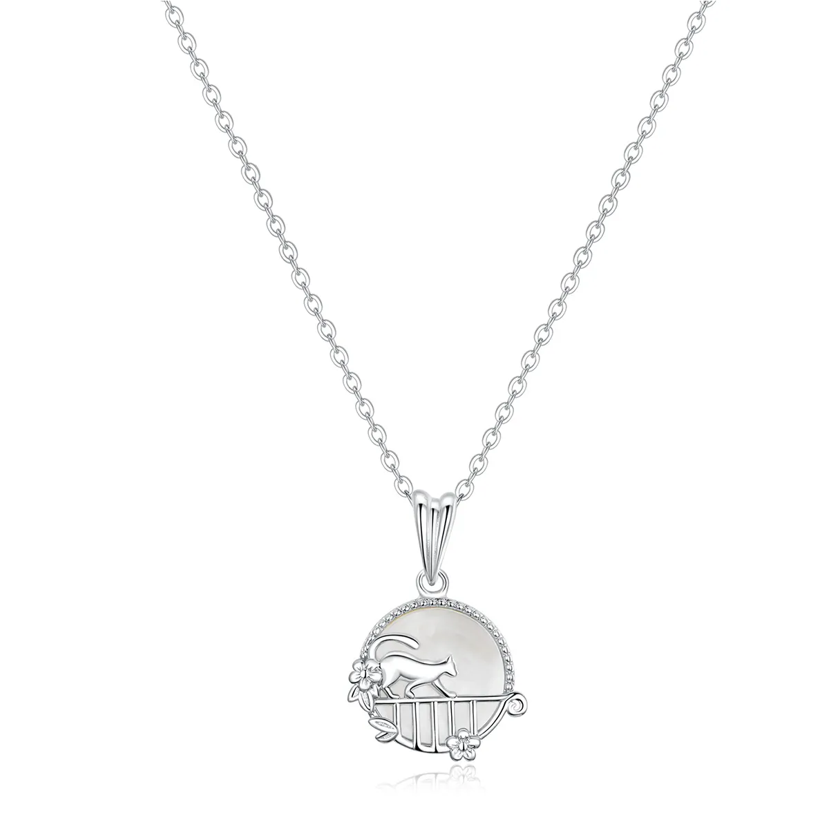 Pandora Style Silver Kitty In The Night Necklace - SCN334