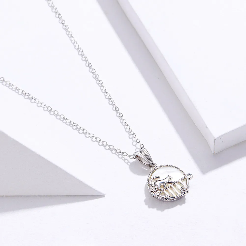 Pandora Style Silver Kitty In The Night Necklace - SCN334