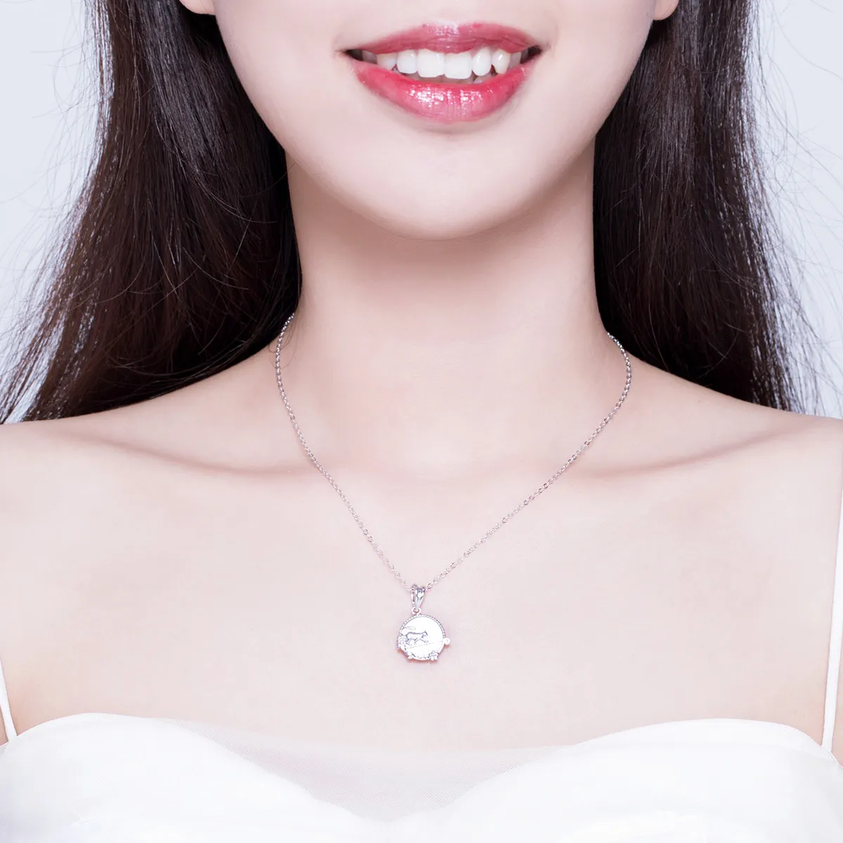 Pandora Style Silver Kitty In The Night Necklace - SCN334