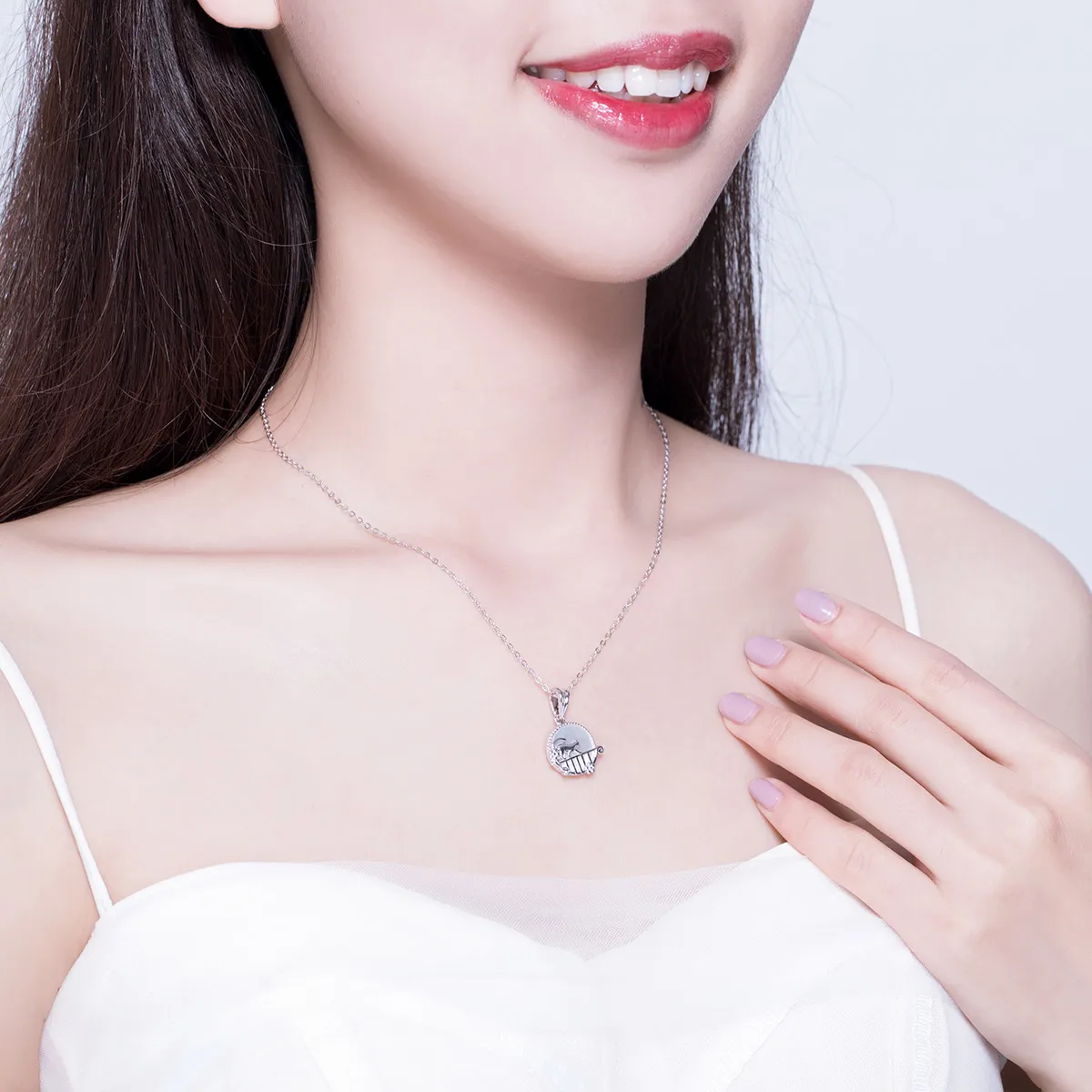 Pandora Style Silver Kitty In The Night Necklace - SCN334