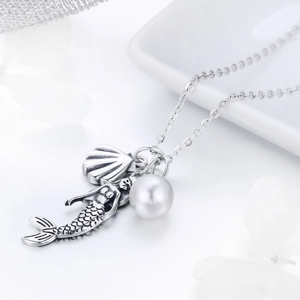 Pandora Style Silver Legend of Mermaid Necklace - SCN237