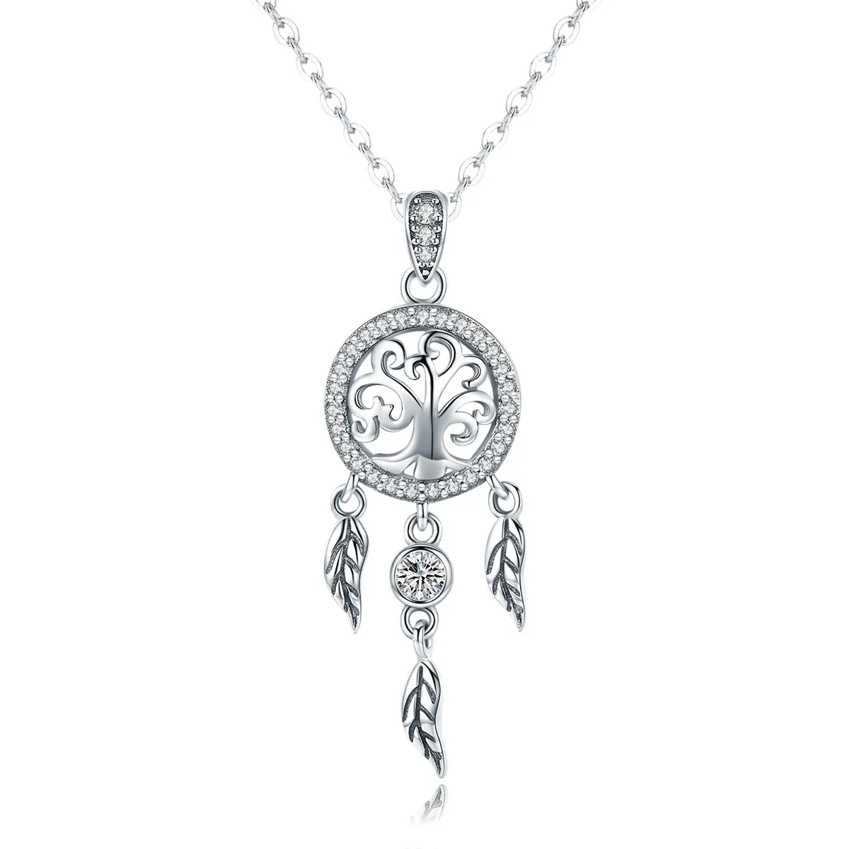 pandora style silver life tree dreamcatcher necklace scn298