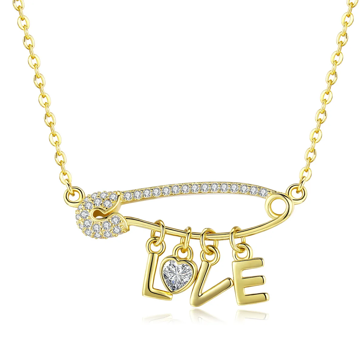 pandora style silver love clip necklace scn324