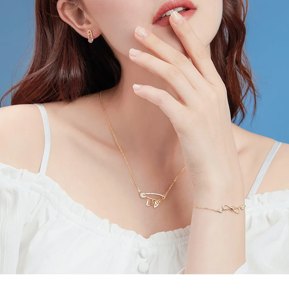 Pandora Style Silver Love Clip Necklace - SCN324