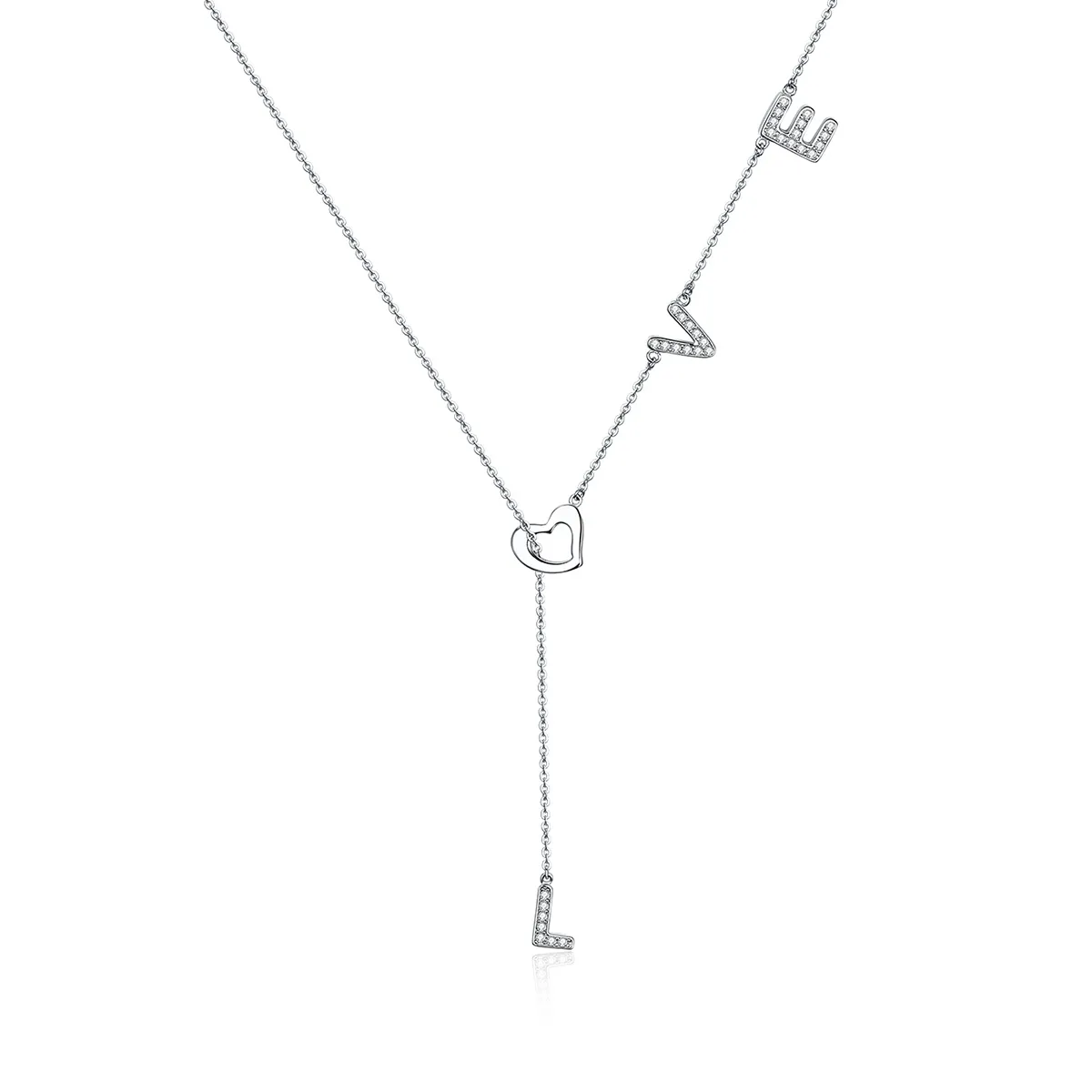 pandora style silver love heart chain necklace scn318