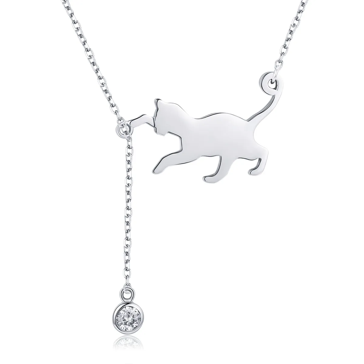 Pandora Style Silver Naughty Kitten Necklace - SCN232