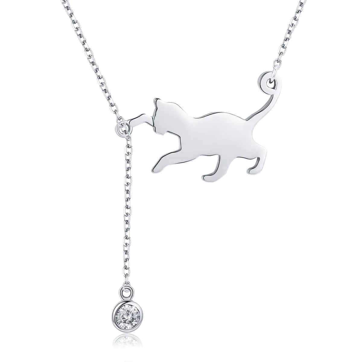pandora style silver naughty kitten necklace scn232
