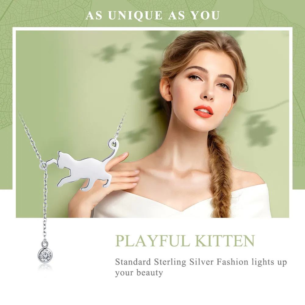 Pandora Style Silver Naughty Kitten Necklace - SCN232