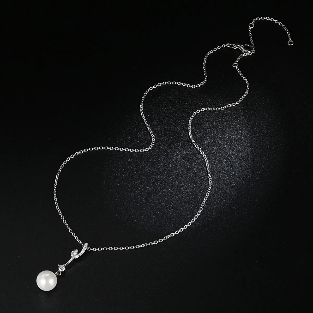 Pandora Style Silver Necklace with Pearl Pendnat- SCN048