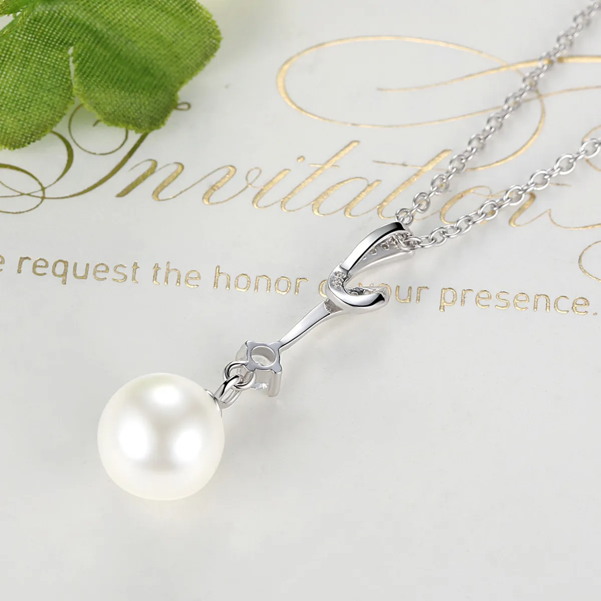 Pandora Style Silver Necklace with Pearl Pendnat- SCN048