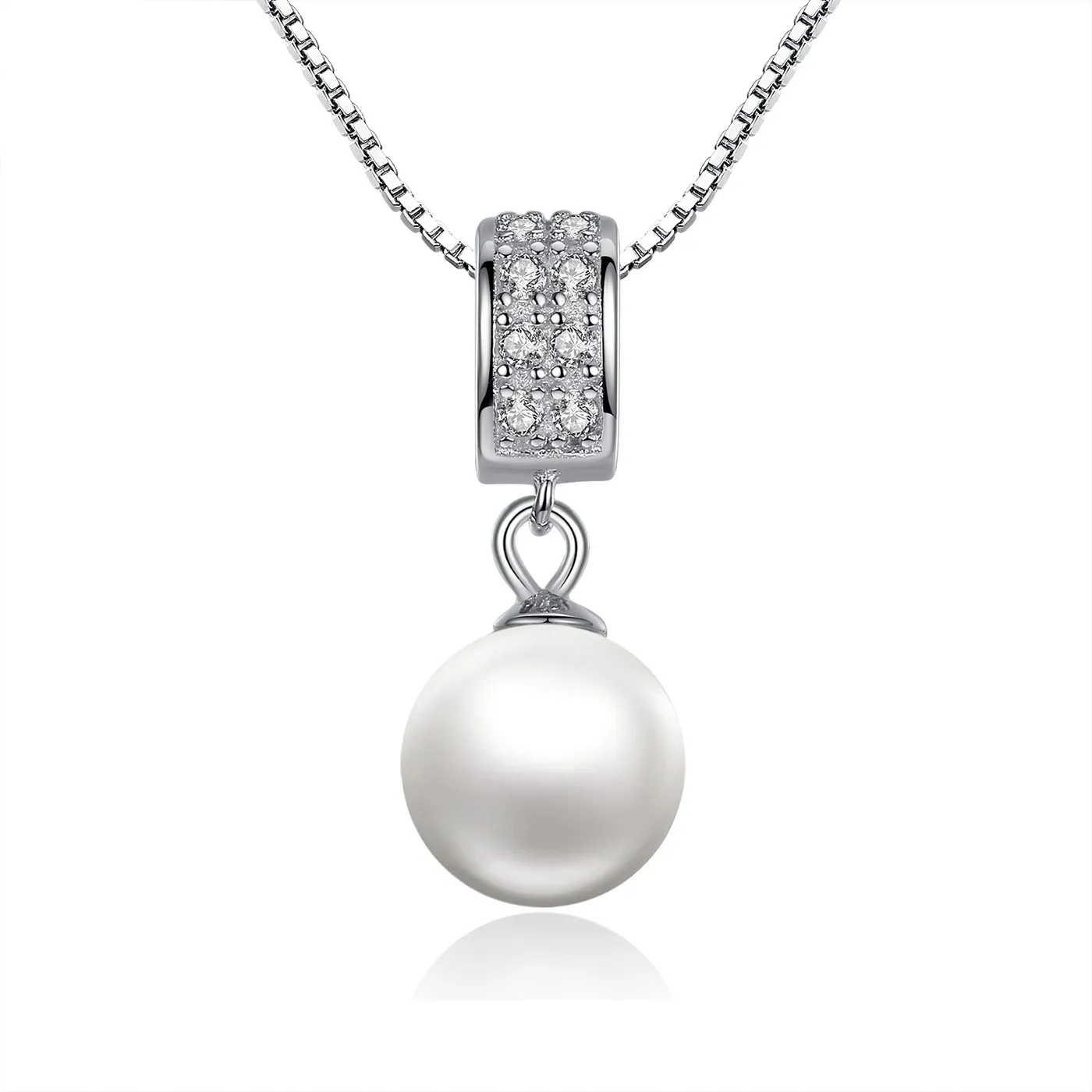 Pandora Style Silver Necklace with Pearl - SCN030