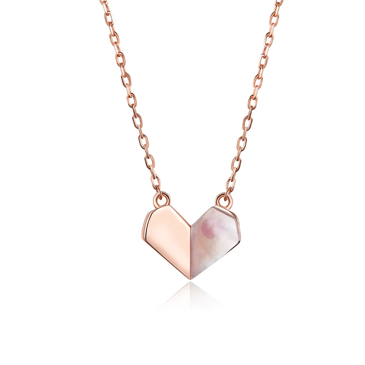 Pandora Style Silver Origami Heart Necklace - SCN330