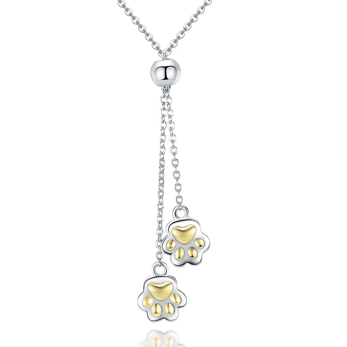 Pandora Style Silver Paw Trail Necklace - SCN291