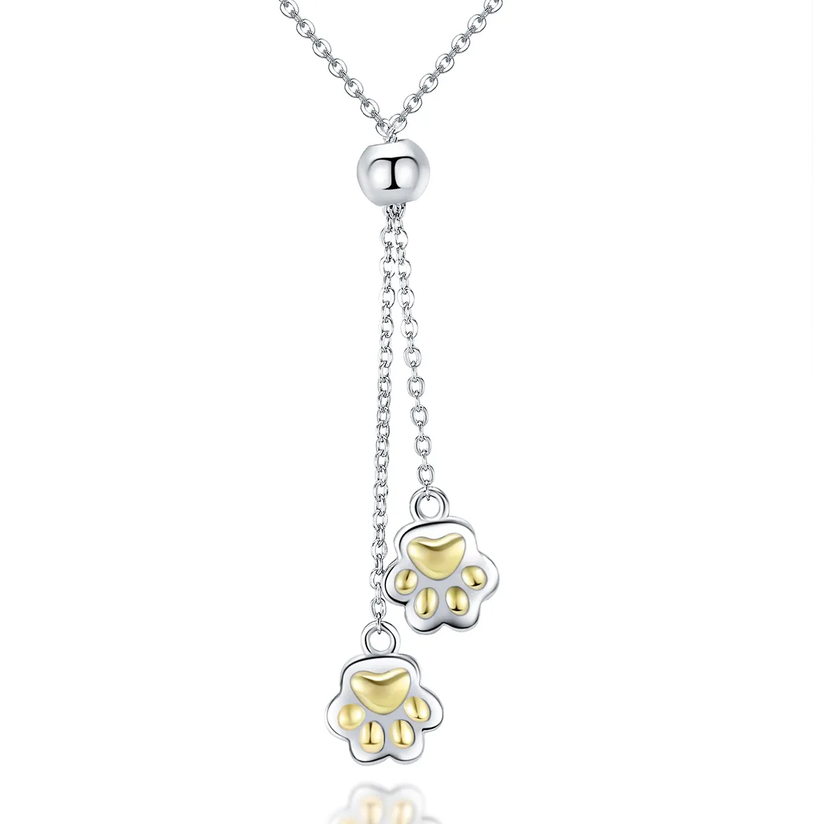 pandora style silver paw trail necklace scn291
