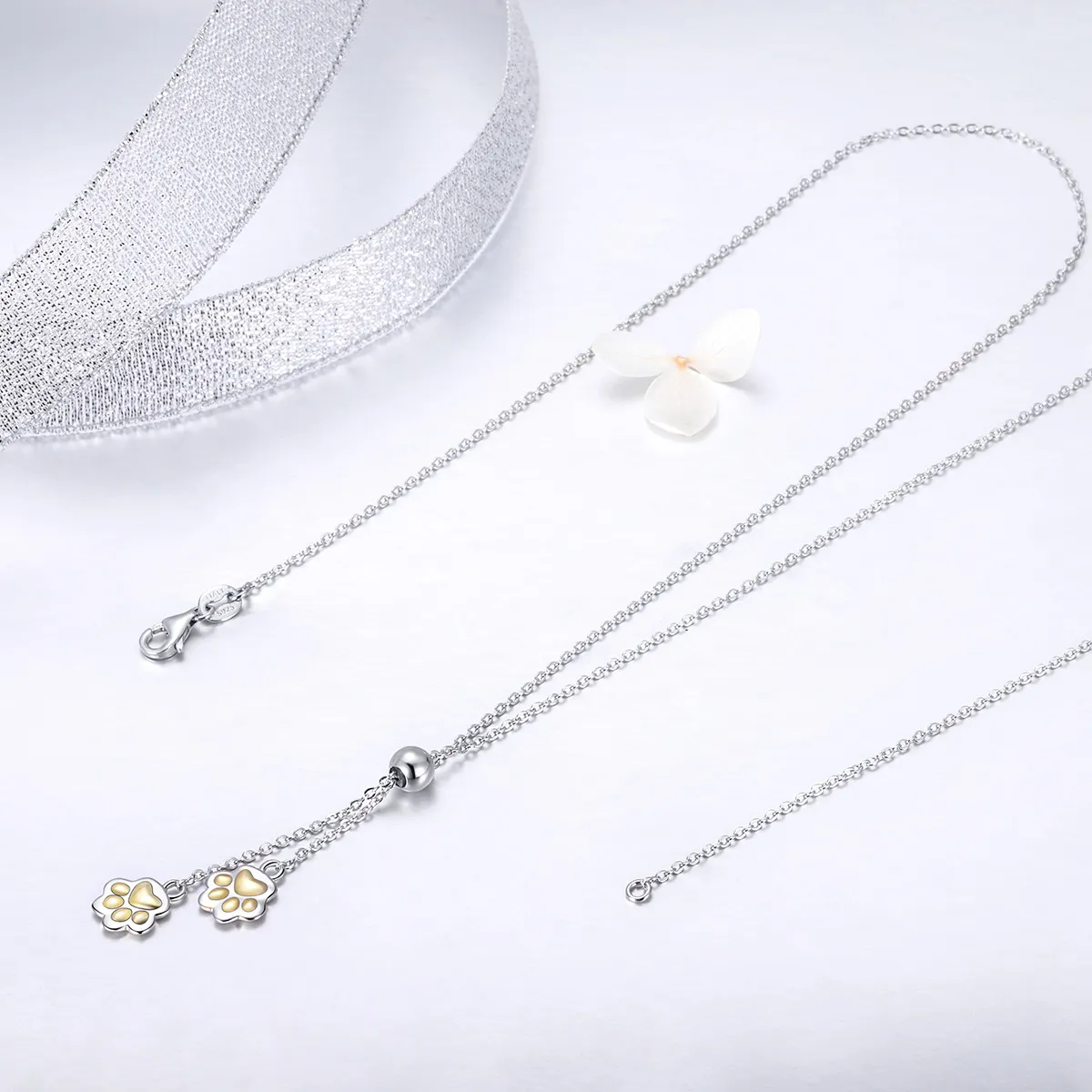 Pandora Style Silver Paw Trail Necklace - SCN291
