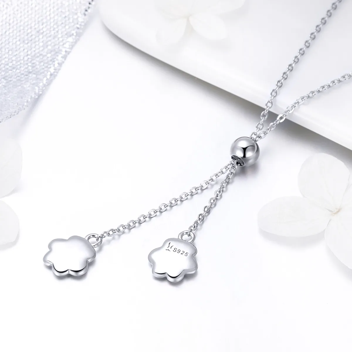 Pandora Style Silver Paw Trail Necklace - SCN291
