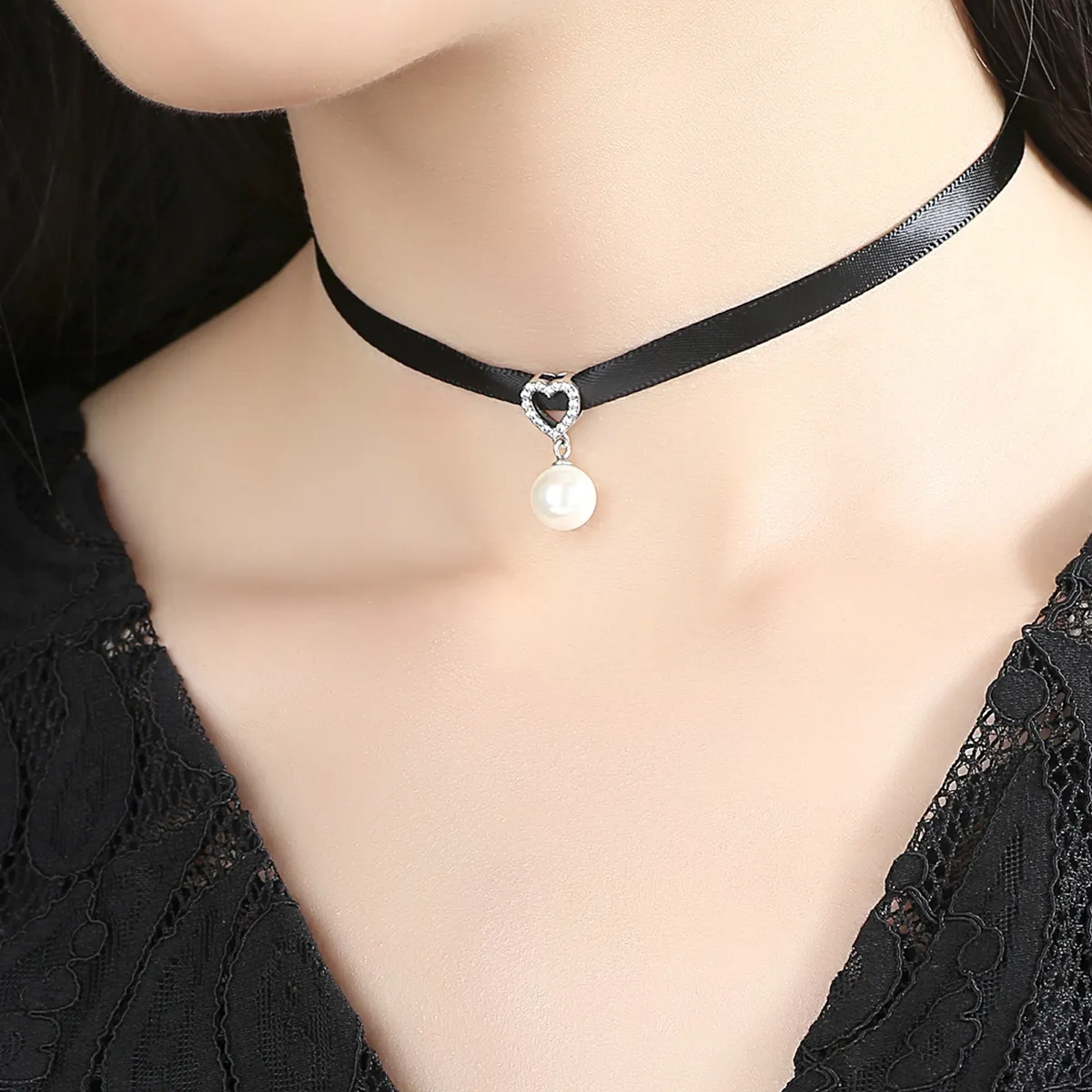 Pandora Style Silver Pure Heart Choker - SCN070