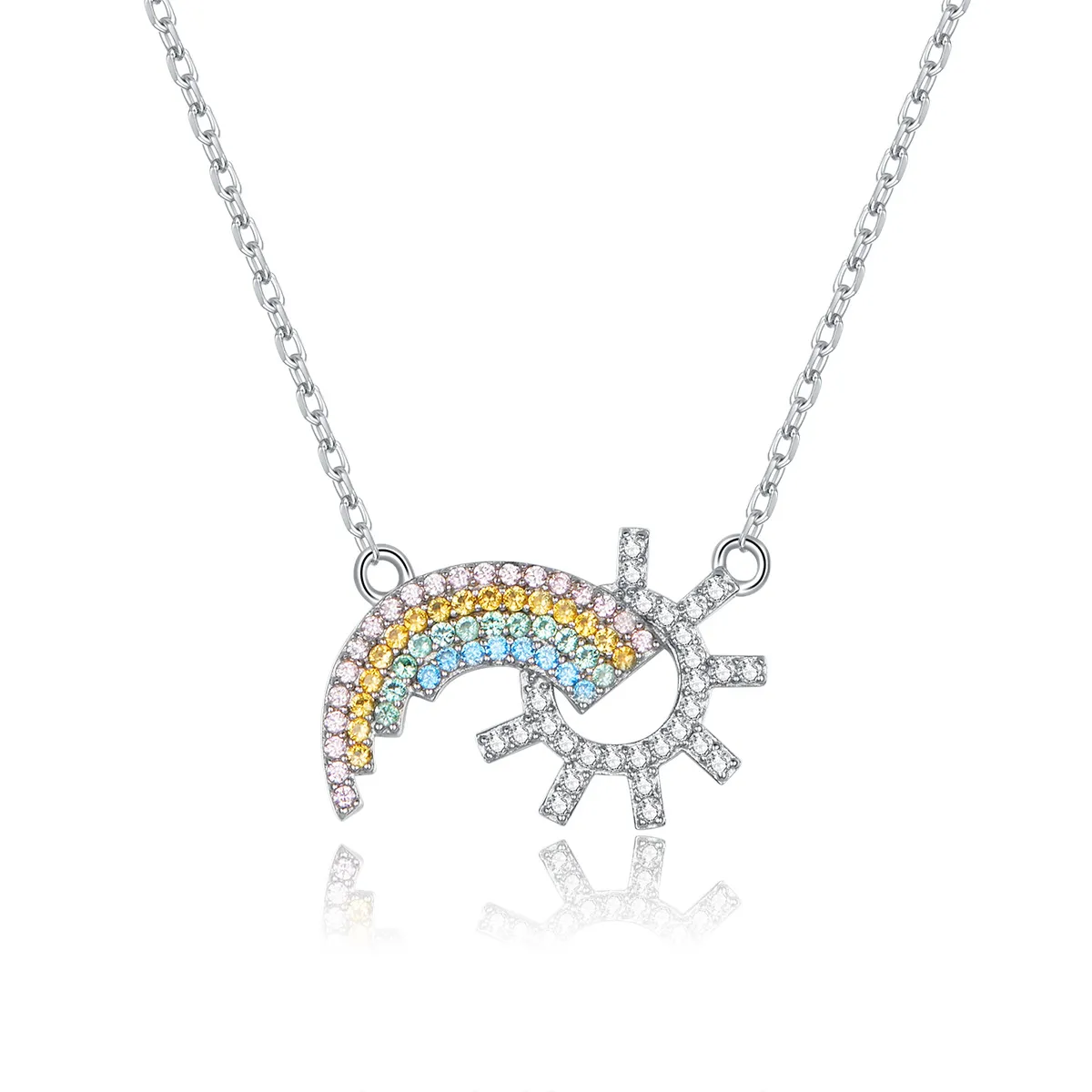 Pandora Style Silver Rainbow Necklace - SCN366