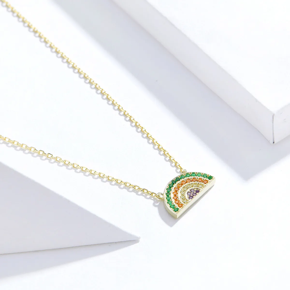 Pandora Style Silver Rainbow Necklace - SCN378