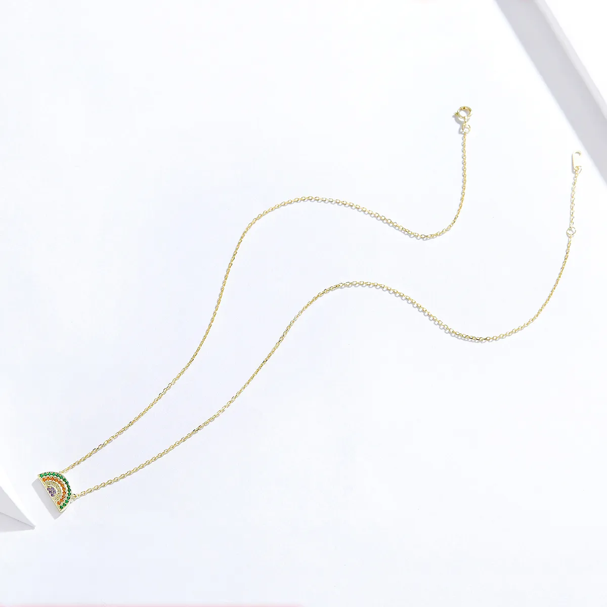 Pandora Style Silver Rainbow Necklace - SCN378