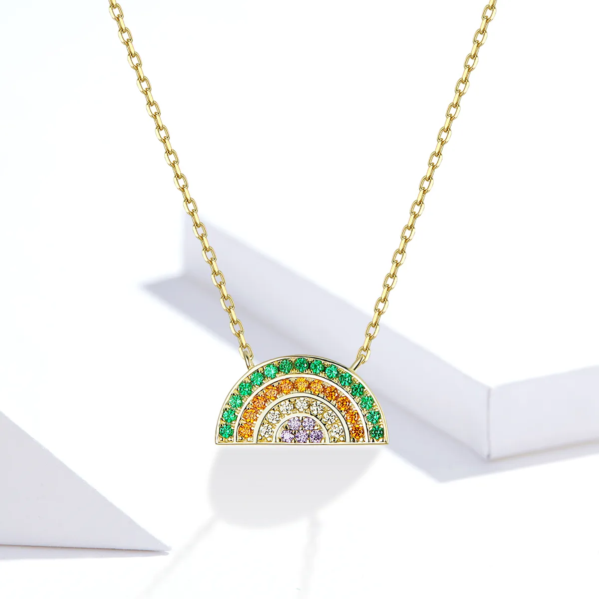 Pandora Style Silver Rainbow Necklace - SCN378