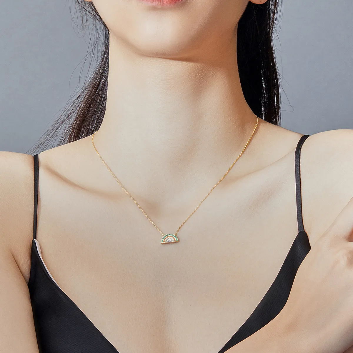 Pandora Style Silver Rainbow Necklace - SCN378