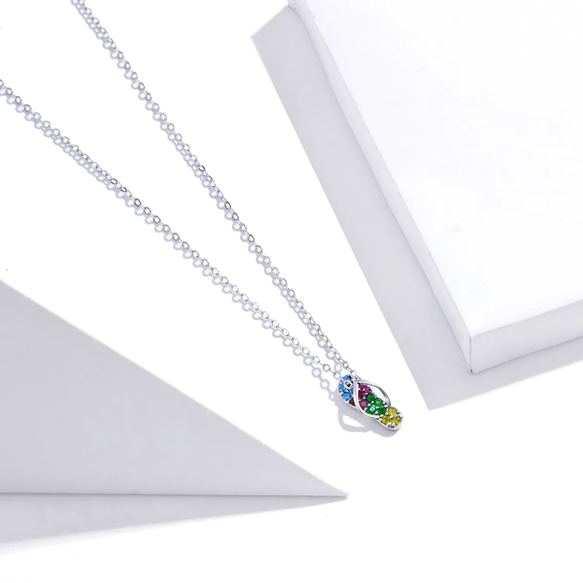 Pandora Style Silver Shiny Flip Flops Necklace - SCN408