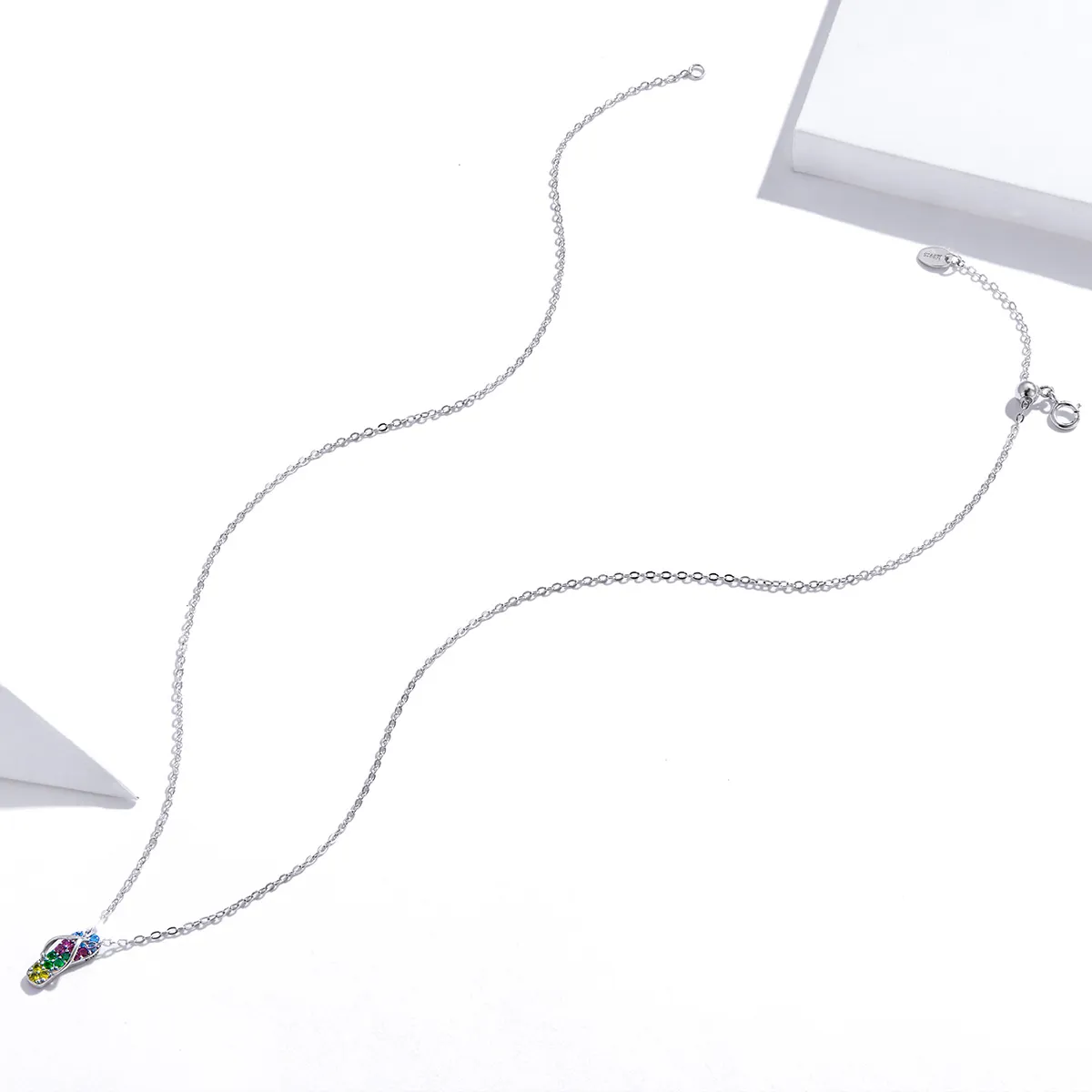 Pandora Style Silver Shiny Flip Flops Necklace - SCN408