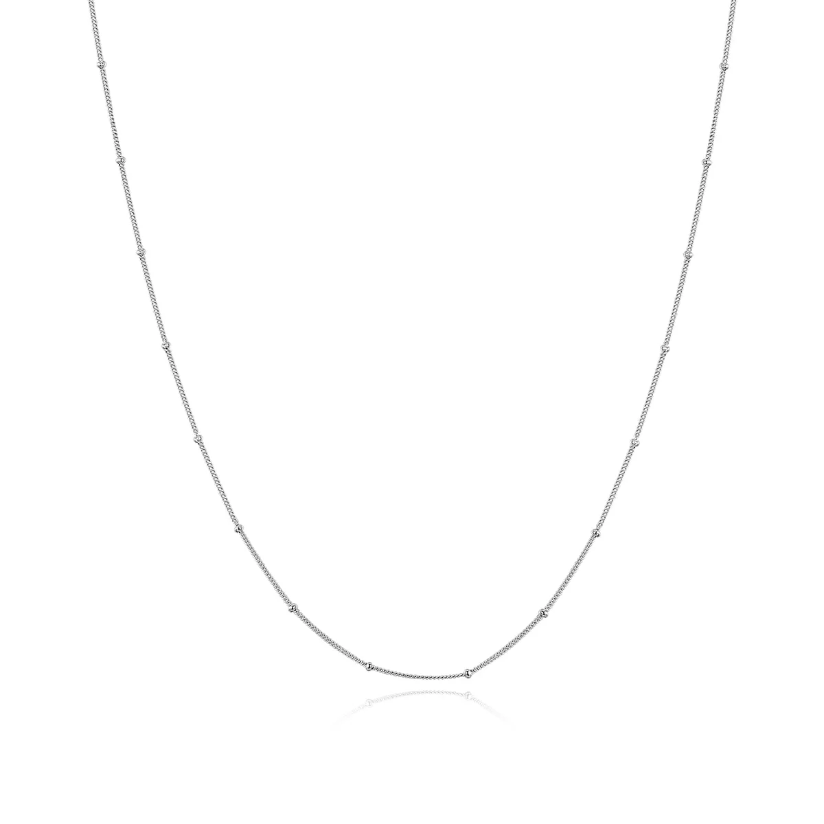 pandora style silver small balls basic chain necklace scn391