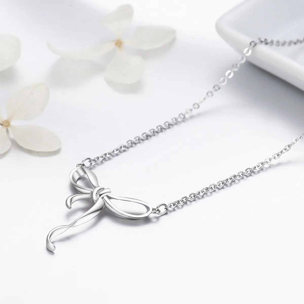 Pandora Style Silver Sweet Bow Necklace - SCN135