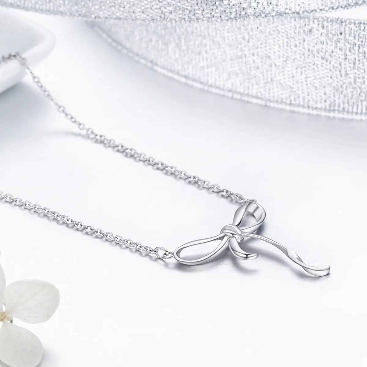 Pandora Style Silver Sweet Bow Necklace - SCN135