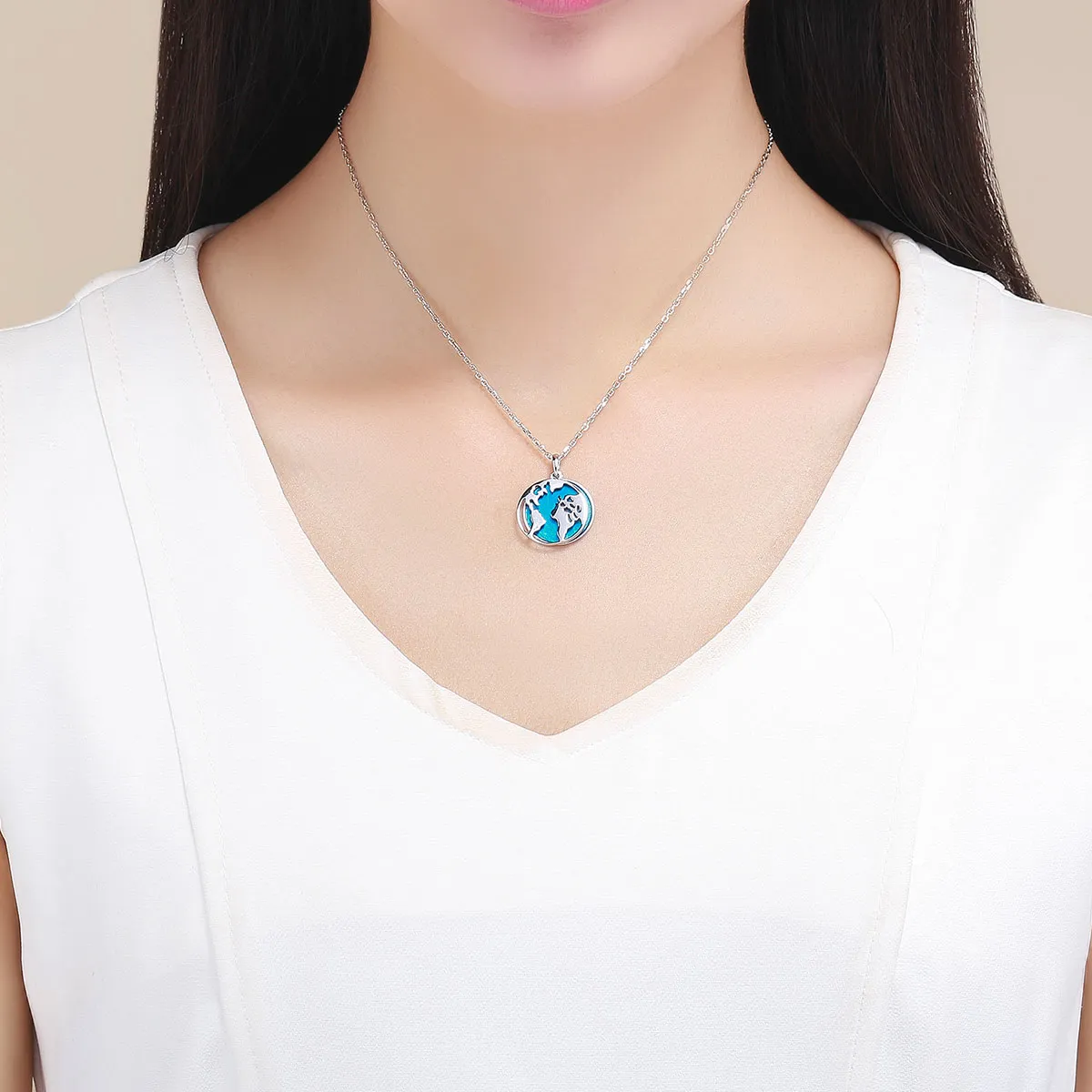 Pandora Style Silver Travel Around The World Necklace - SCN319